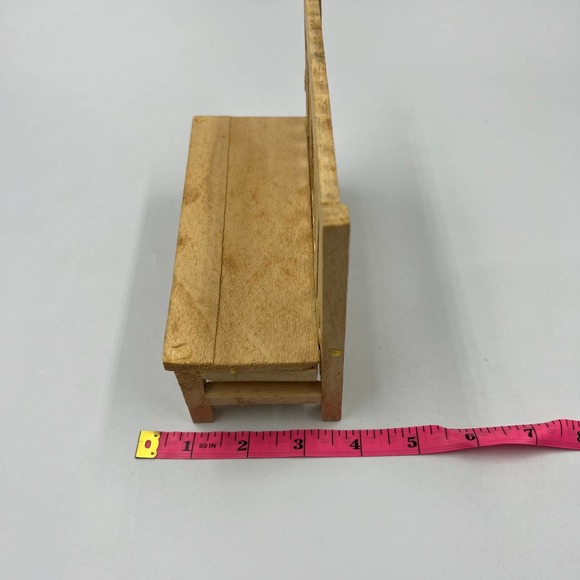 Vintage Dollhouse Furniture Miniature Wooden Entry/ Outdoor Bench Light Oak - Picture 2 of 8